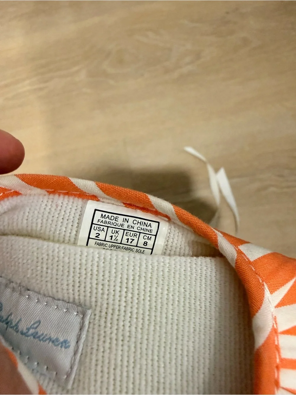 Ralph Lauren Orange & White Striped Girls' Ribbon Ballet Flats